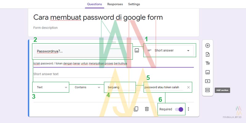 cara membuat google form dengan password